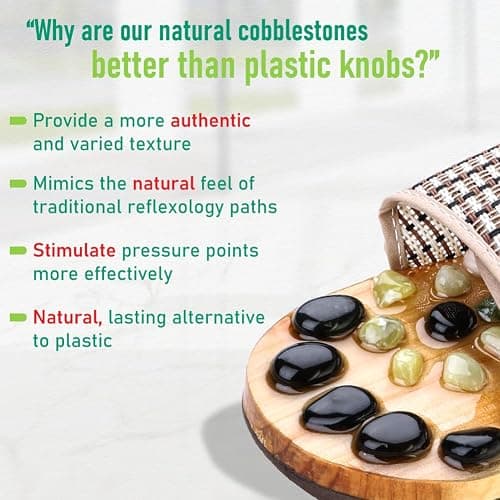 Comfecto Wooden Acupressure Sandals with Natural Stone, Therapeutic Reflexology Sandals for Foot Pain Relief Gifts for Wellness, Men 6.5-7 / Women 7.5-8.5 Feet Size thumbnail 5