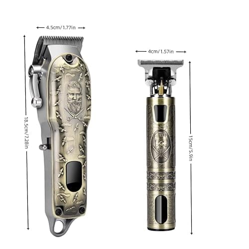 LQT Professional Hair Clipper Set, Digital Display Trimmer Kit with Accessories, Barber Case and Cape, Vintage Design thumbnail 2