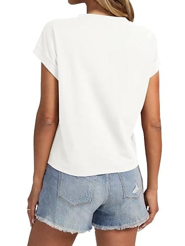 EasyGala Womens Cap Sleeve Crop Tops Cotton T Shirts Crewneck Loose Fit Short Sleeves Tee Summer Fashion Clothes 2025 thumbnail 5