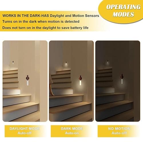 LANDGOO Wooden Motion Sensor Lights Indoor, Magnet Body Hallway Rechargeable LED Wireless Battery Operated Wall Sconce, Portable Decor Torch Night Lighting for Bedroom (Walnut Wood 2PCS) thumbnail 7