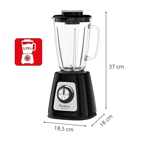 Moulinex - Blender Blendforce Noir 800W Bol verre 1.75 L | Mixeur puissant 800 W pour préparer des smoothies, Sauces et glace pilée - Bol en verre thermorésistant thumbnail 3