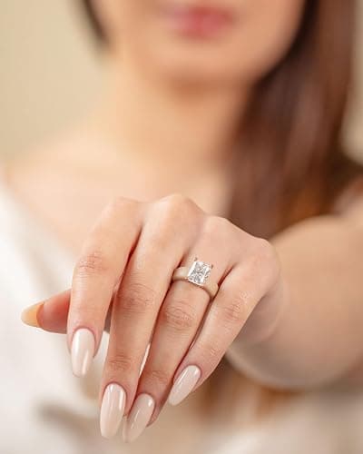 Rinfit Silicone Ring with Stone - Emerald Cut Cubic Zirconia Solitaire Engagement Ring for Women - Rubber Wedding Bands - Patent Pending Design thumbnail 4