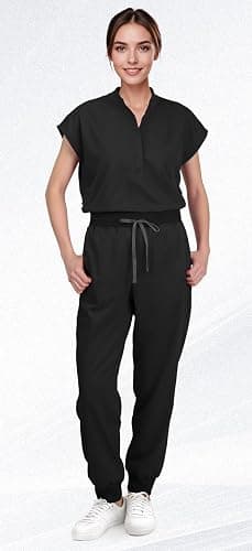 Eadflie Scrubs for Women Set - with Sleeveless Stand-Up Collar Scrub Top & Jogger Scrub Pants, 8-Pocket Design thumbnail 4