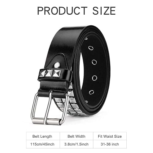 SNCEAW Studded Belt, Metal Punk Rock Rivet belt with Bright Pyramid Studded for Women Men thumbnail 4