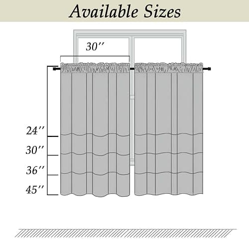 Simplebrand Pure White Cafe Curtains Tier 36 Inch Length 2 Panels Set, Half Window Light Filtering Curtains for Kitchen, Rod Pocket Tier Thermal Insulated Window Treatment Short Curtain, 30" Wx36 L thumbnail 2