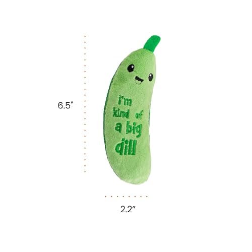 Catstages Crunchy Pickle Kicker Toy with Catnip and Dental Mesh, Pickle Shape, Plush and Crinkle Cat Toy for Kicking, Tossing, and Teeth Cleaning, Green thumbnail 7