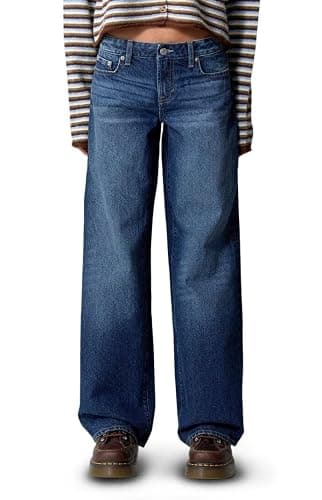 PacSun Women's Casey Low Rise Baggy Jeans Button Flap Pocket Dark Blue Size 26 Short - Image 1