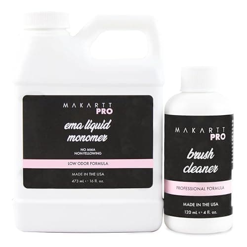 MakarttPro Professional Acrylic Brush Cleaner & Acrylic EMA Monomer for Acrylic Kolinsky Brushes and Nail Art Brushes for Nail Technicians Set - Image 1