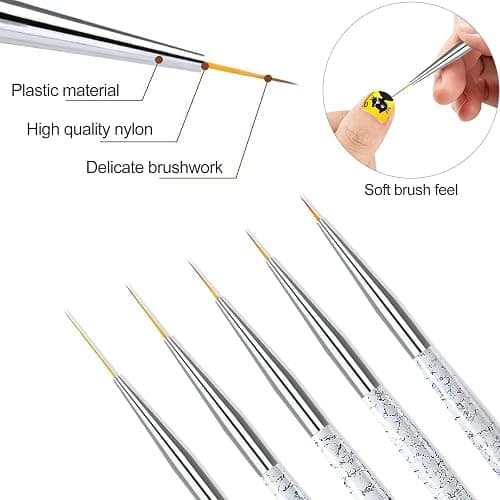 Sularpek Nagel Pinsel Dünn, 5 Stück Nagel Art Liner Pinsel, Professional Nailart Pinsel Fineliner, Nageldesign Pinsel, Extrem Feine Borsten für DIY Nail Art Salon und Heimgebrauch (Weiß) thumbnail 3
