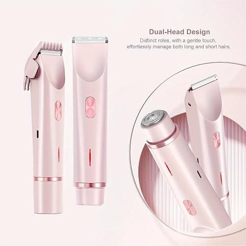 Celosmo 2025 Womens Shaver Dual-Head Bikini Trimmer for Women 2-in-1 Women's Body Shaver USB Charge Waterproof Painless Electric Razors for Silk Skin (Pink) thumbnail 2