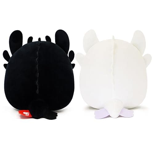 Periyholev Black Dragon Plush, 8-Inch Soft Stuffed Animal Toy, Round Kawaii Plushie, Fantasy Creature Gift for Kids & Fans (White Black) thumbnail 5
