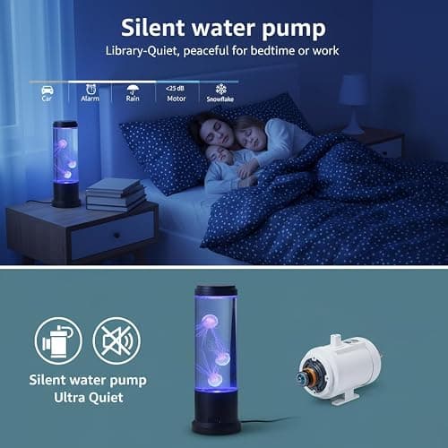 Meloki 11 inch Jellyfish Lamp, LED Jelly Fish Light Lamp, Color Changing Jellyfish Tank Table Lamp Decorations for Home Office Decor Great Gifts for Kids thumbnail 3