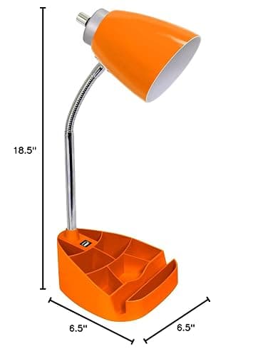 Limelights LD1056-ORG Desk Lamp Organizer with iPad Tablet Book Stand and USB Charging Port, Orange thumbnail 3