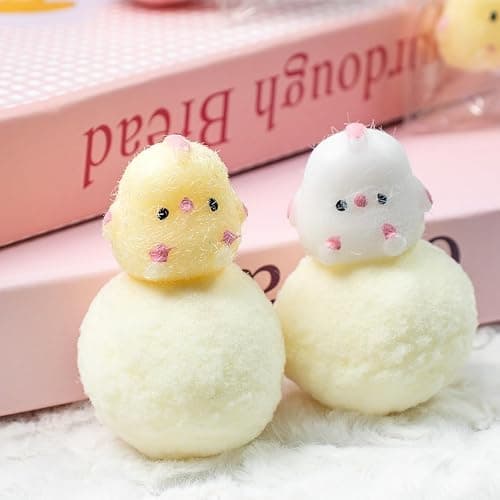 4pcs Mini Taba Squishies Squichy Chick Toy Party Favors for Kids, Squishy Fidget Toys Small Chick White/Yellow Squeeze Toy for Stress Relief Suitable for Adults thumbnail 3