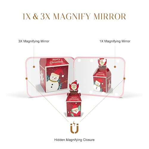Kakuje Compact Mirror, 1X/3X Magnification LED Pocket Mirror with Nternal BIattery, Mini Mirror for Purse, Pocket,Travel and Present (Pink) thumbnail 6