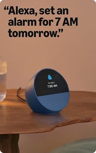 Amazon Echo Spot, Great for nightstands, offices and kitchens, Smart alarm clock with Alexa, Black thumbnail 5
