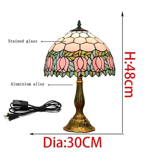 Blivuself Tiffany Lamp Stained Glass Lamp Pink Tulip Bedroom Table lamp Reading Desk Light for Bedside Living Room Office Dormitory Dining Room Decorate Housewarming Gift 12X12X18 Include Light Bulb thumbnail 5