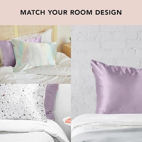 Kitsch Satin Pillowcase with Zipper for Hair & Skin, Softer Than Silk Pillow Cases Queen, Wrinkle-Free, Smooth and Cooling Satin Pillow Covers, Standard Size 19"x26" - Lavender thumbnail 6