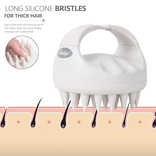 Sndyi Soft Silicone Scalp Massager for Dandruff Removal and Hair Growth - Wet Dry Scalp Exfoliator Brush for Scalp Care - Beige thumbnail 4