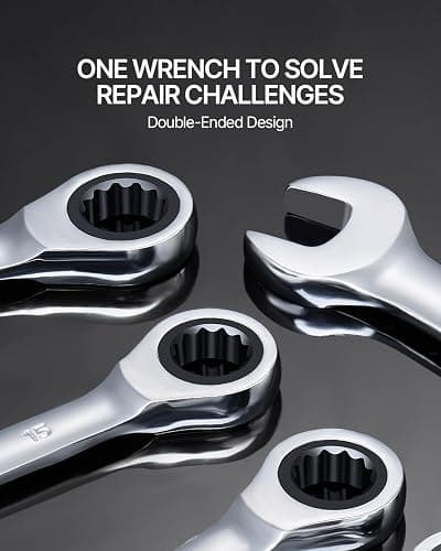 VEVOR Combination Wrench Set, 30-Piece Ratcheting Wrench Set with Organizer Rack, Cr-V Steel Wrench Set SAE 1/4" to 1", Metric 8 mm to 24 mm, Ideal for General Household, Garage, Workshop, Emergency thumbnail 5