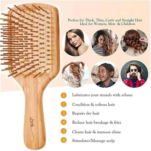 Bamboo Hair Brush and Combs for Long, Thick, Curly, Wavy, Dry or Damaged Hair - Reducing Breakage, Frizz and Tangles thumbnail 4