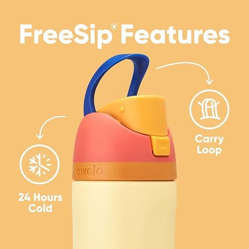 Owala Kids FreeSip Insulated Stainless Steel Water Bottle with Straw for Sports, Travel, and School, BPA-Free Sports Water Bottle, 16 oz, Misty Horizons thumbnail 4