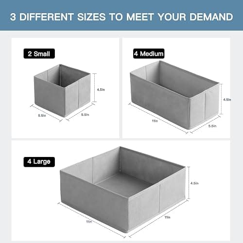 Criusia Drawer Organizer Clothes, 10 Pack Dresser Organizer for Baby Clothes, Underwear, Sock- Foldable Closet Organization and Storage Dividers Bins for Nursery, Bedroom (Grey) thumbnail 3