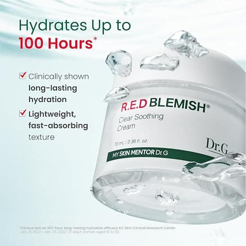 Dr. G R.E.D. Blemish Clear Soothing Cream - Calming Korean Moisturizer for Redness - Soothes Acne & Irritation - With Centella Asiatica - Long-Lasting Hydration - 2.36 fl oz thumbnail 4