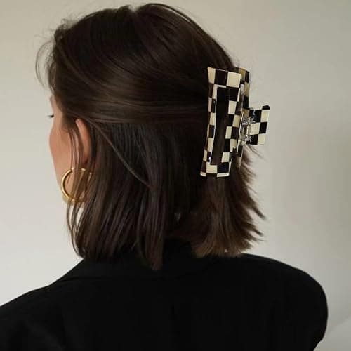 6 Pack Checkered Hair Claw Clips, 3.1" Multicolored Square Medium Non-Slip Claw Clips - Strong Hold for Women Girls Long Short Thin Hair thumbnail 4