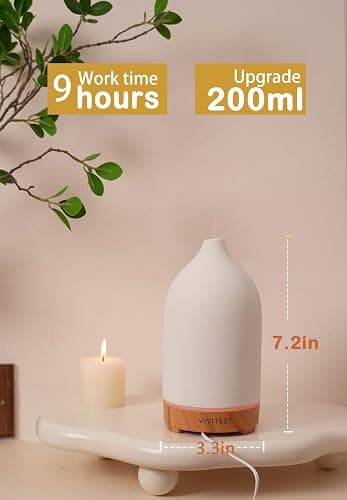 VIVITEST Stone Diffuser,200ML Diffusers for Home,Ultrasonic Aromatherapy Essential Oil Diffuser thumbnail 2