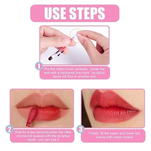 SWETIYOU Lip Tint Cotton Swab, 20 Pcs Waterproof Non-Stick Cotton Swab Lipstick Long Lasting Q Tip Lip Tint Stain, Cute Lip Makeup Products(Pitaya) - Pitaya thumbnail 5