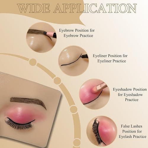 Makeup Practice Face Board, Reusable Silicone Makeup Mannequin Face with Makeup Practice Kit for Makeup Students and Beginners, Come with Makeup Brushes Set Eyeshadow Eyeliner Eyebrow Stencils thumbnail 3
