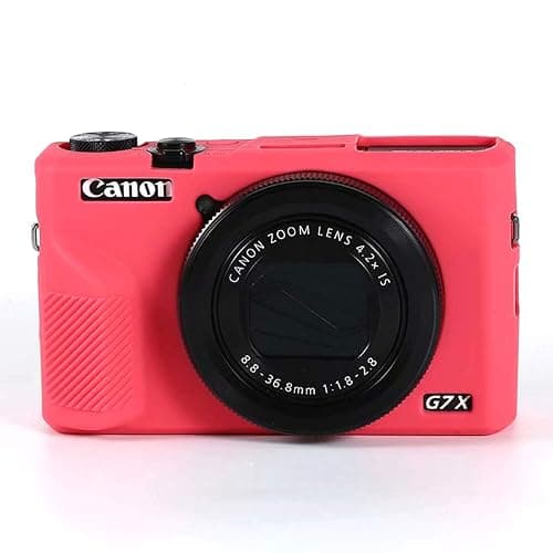 Professional Secure Silicone Camera Cases Bag Housing Rubber Body Skin for Canon PowerShot G7X III G7 X Mark III 20.1MP 4K Digital Camera (Red) - Image 1