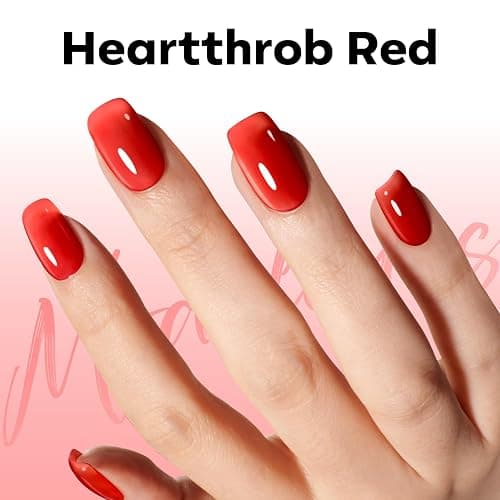 modelones Red Jelly Gel Nail Polish Translucent Gel Polish Christmas Red Neutral Sheer Nails Soak Off LED Nail Lamp Manicure Salon Gift 15 ML thumbnail 4