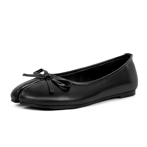 VERISSON Women's Tabi Shoes Flats Split Toe Janpanese Ballet Flats Cute Black Bowknot Ballerina Shoes thumbnail 5