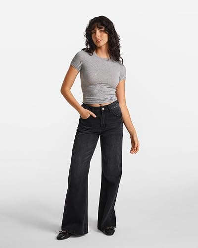 SOULVOR Natrelax Modal Ribbed Short Sleeve Tee | Semi Sheer Fabric, Crop T Shirts, Summer, Going Out Tops, Comfort Soft, Body-hugging Fit, Lounge, Women's Pajama Sleepwear thumbnail 7