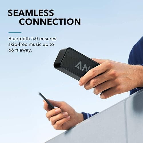 Anker Soundcore Upgraded Bluetooth Speaker with IPX5 Waterproof, Stereo Sound, 24H Playtime, Portable Wireless Speaker for iPhone, Samsung and More (Black) thumbnail 5