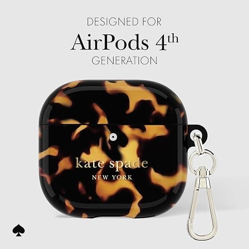 kate spade new york AirPods 4 Protective Case with Keychain Ring - Transparent Tortoise, Compatible with AirPods 4th Generation thumbnail 5