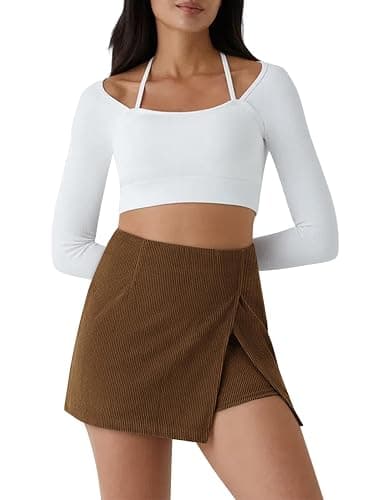 COCCKO Fall Skirts for Women 2025 Trendy Casual High Waisted Corduroy Mini Skirt with Shorts Underneath S-2XL thumbnail 5