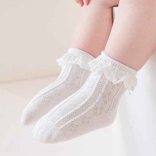 Zumou Toddler Lace Socks Girls Ruffle Eyelet Frilly Princess for Baby Little Kids thumbnail 2