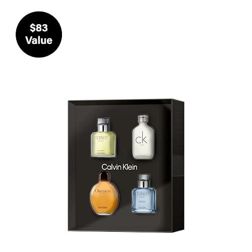 Calvin Klein Men's Multiline Travel Size Eau de Toilette Holiday Giftset 4-pc Set | Includes 0.5 fl oz each of Eternity, Eternity Aqua, Obsession, and CK One | Discovery Size Fragrance for Men thumbnail 2