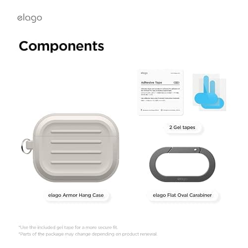 elago Armor Case Compatible with AirPods Pro 3 Case - Carabiner Included, Supports Wireless Charging, Shock Resistant, Full Protection (Stone) thumbnail 8