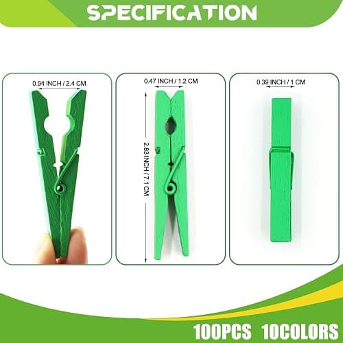 100 Pcs Colored Clothes Pins Wooden, Colored Clothespins for Crafts 2.9 Inch, Clothing Pins for Hanging Classroom thumbnail 7
