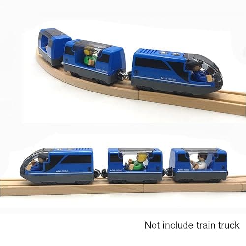 DSHMIXIA Battery Operated Train for Wooden Train Track Set Toys for Toddlers 3 4 5 Year Old Boys Kids Magnetic Couplings City Vehicle with Figures(Without Battery) thumbnail 6