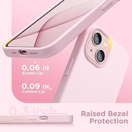 GolbinBox Magnetic for iPhone 13 Case & iPhone 14 Case, Compatible with MagSafe, [Soft Anti-Scratch Microfiber Lining], Slim Liquid Silicone Shockproof Protective Phone Case 6.1 inch, Chalk Pink thumbnail 7