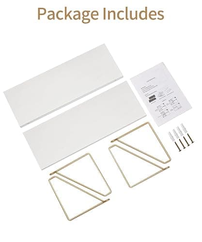 Afuly White Floating Shelves Wood for Wall Mounted with Metal Brackets Rustic Wooden Storage Accessories Shelf for Bathroom Kitchen Bedroom Living Room Office Plant Display, Set of 2 thumbnail 7