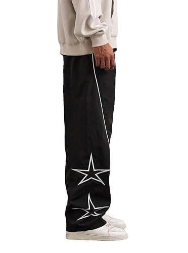 SOFIA'S CHOICE Men's Baggy Pants Wide Leg Striped Star Casual Y2k Pant with Pocket Streetwear thumbnail 4