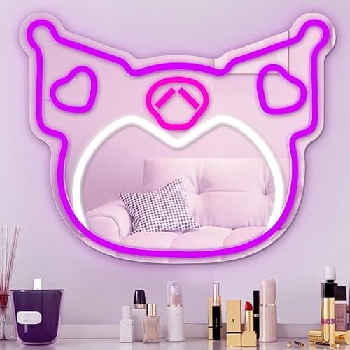 Anime Mirror Neon Sign Dimmable Led Neon Mirror Sign for Dresser Room Decor Anime Wall Neon Light Up Acrylic Bedroom Wall Locker Room Living Room - Image 1