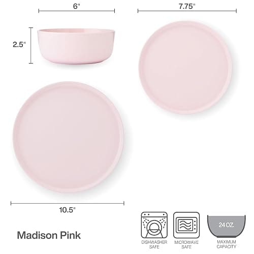 Mikasa Madison Misty Pink Bone China Dinnerware Set, 12-Piece Service for 4, Includes Dinner Plates, Salad Plates and Cereal Bowls, Dishwasher Safe thumbnail 2