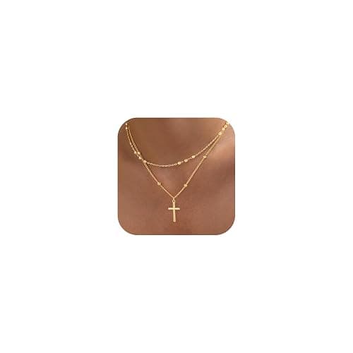 GRCLD Cross Necklace for Women Dainty 14K Real Silver Gold Plated Layered Cross Pendant Necklace Stack Simple Trendy Cute Charm Choker Necklaces Jewelry Gift for Women Teen Her - Image 1